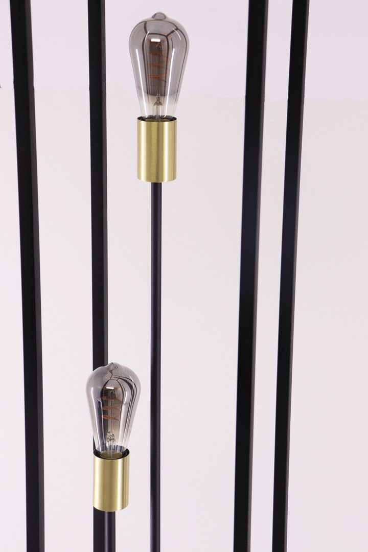 Moderne vloerlamp | Zwart Goud | 3 lichts zuil frame 43380 Moderne vloerlamp | Zwart Goud | 3 lichts zuil frame 43380
