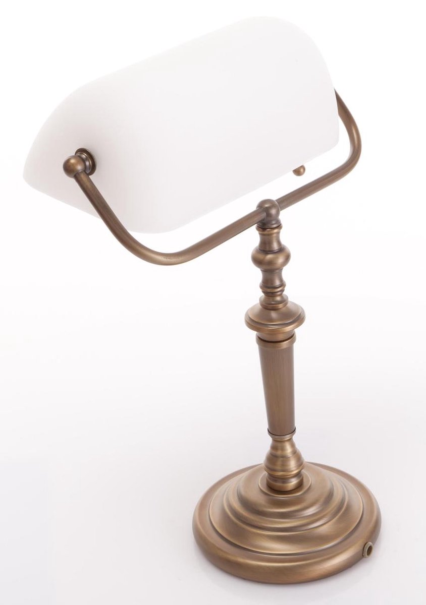 Bureaulamp bankierslamp - klassiek brons- wit opaal glas - notarislamp 42846 Bureaulamp bankierslamp - klassiek brons- wit opaal glas - notarislamp 42846