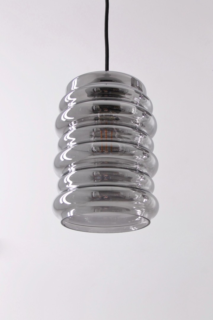 Hanglamp rookglas ribbel 15cm 42073 en 61132 Hanglamp rookglas ribbel 15cm 42073 en 61132