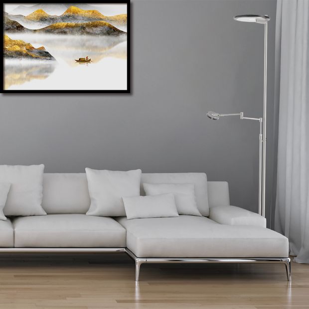 Vloerlamp met leesarm staal Turound 2663ST Vloerlamp met leesarm staal Turound 2663ST
