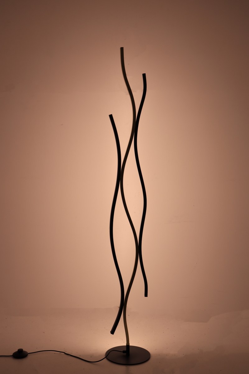 Design vloerlamp - zwart met goud - dim to warm 44325 Design vloerlamp - zwart met goud - dim to warm 44325