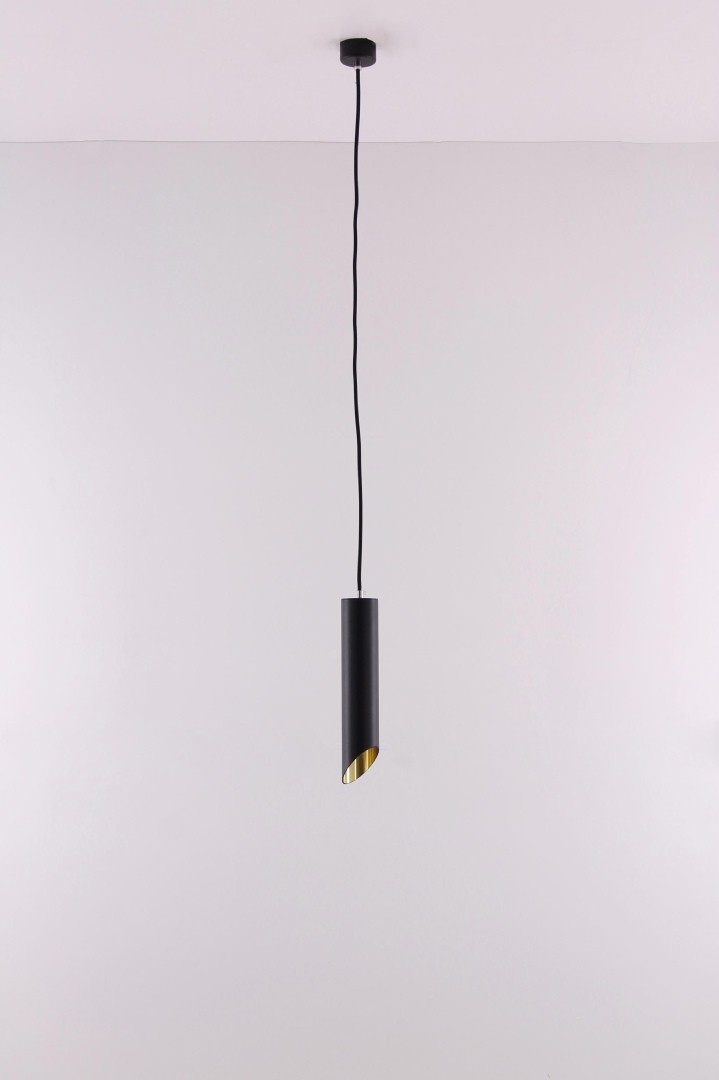 Hanglamp koker zwart met goud 6cm 42384 Hanglamp koker zwart met goud 6cm 42384
