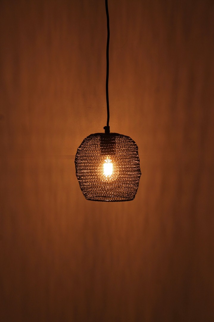 Hanglamp zwart gaas klein 18cm 39196 Hanglamp zwart gaas klein 18cm 39196