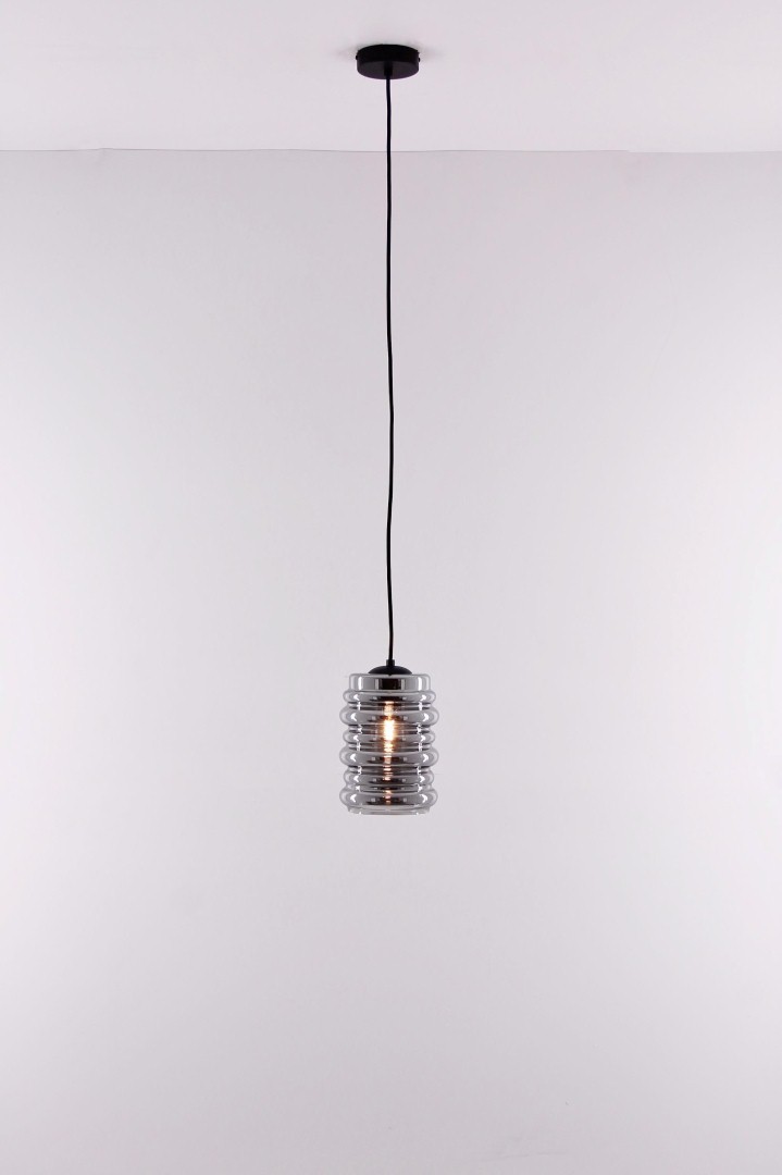 Hanglamp rookglas ribbel 15cm 42073 en 61132 Hanglamp rookglas ribbel 15cm 42073 en 61132