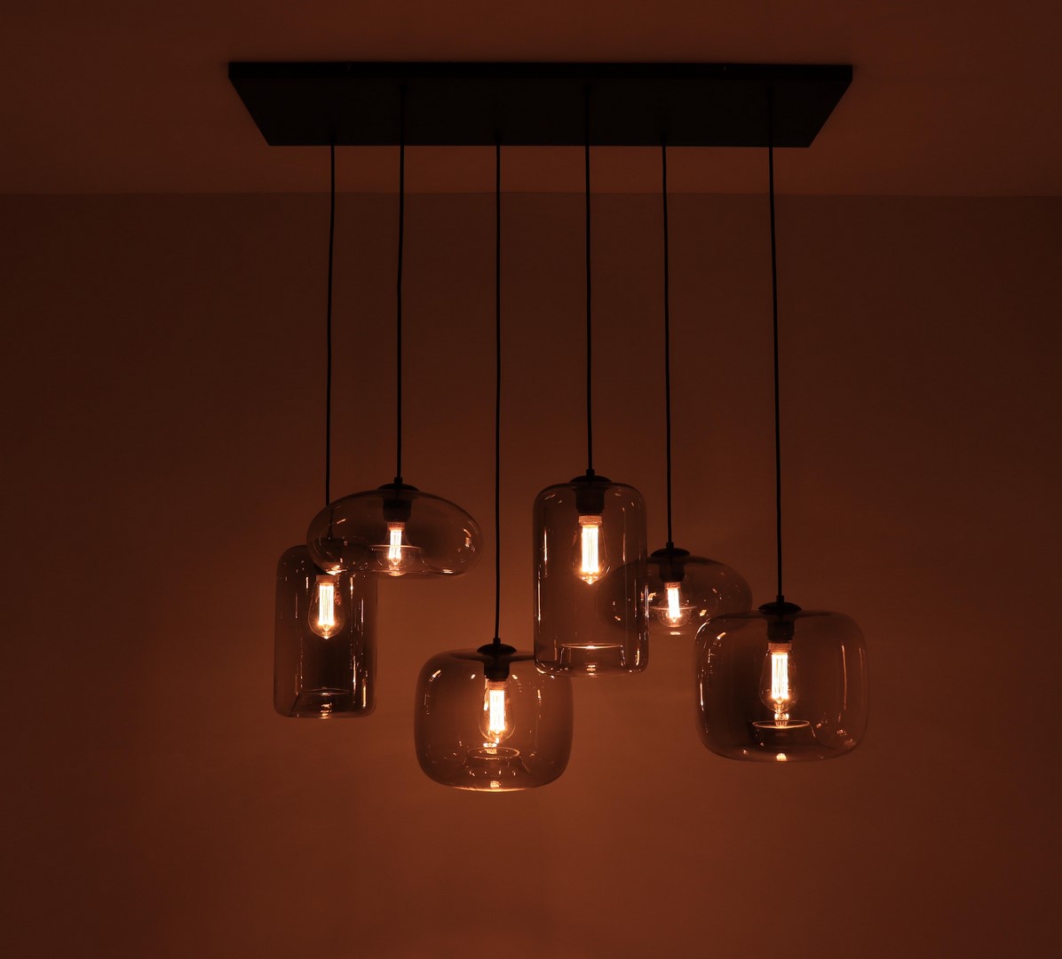 EEF hanglamp Grey folded - getint grijs glas - 6lichts - 100cm 50134 EEF hanglamp Grey folded - getint grijs glas - 6lichts - 100cm 50134