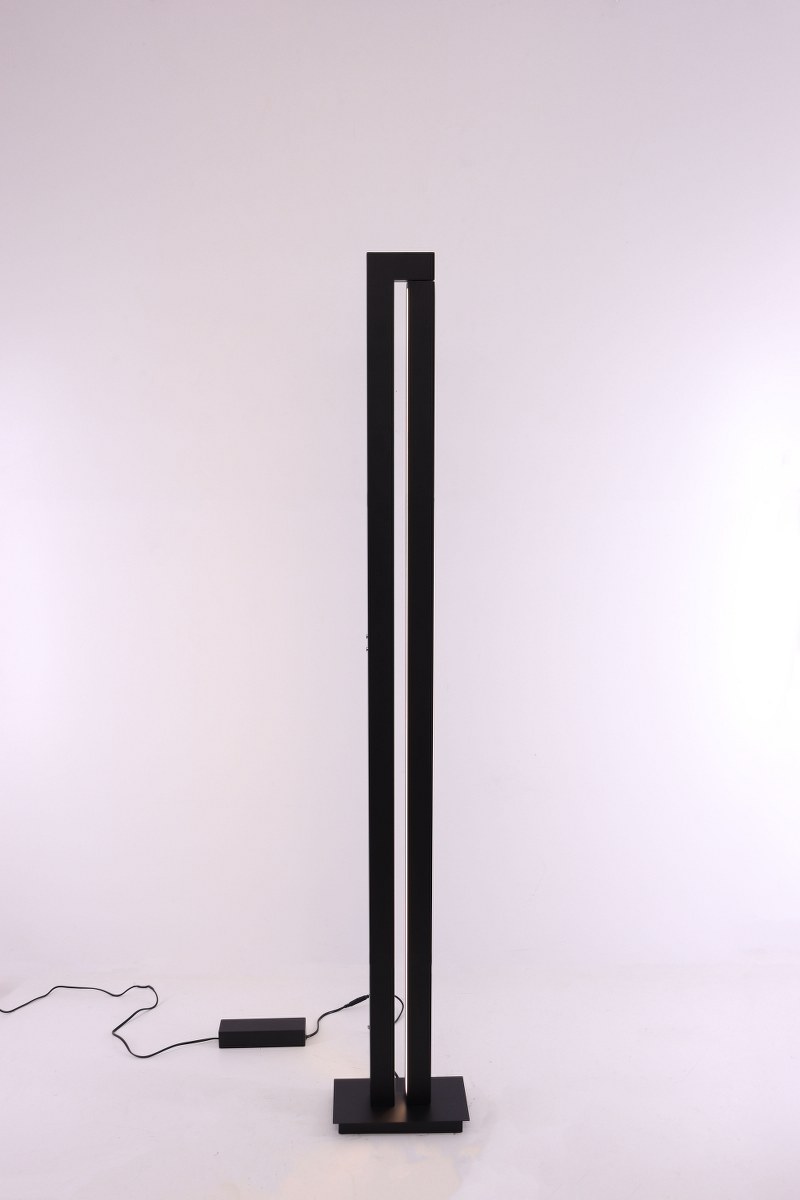 Strakke zwarte design vloerlamp - dim to warm 43621 Strakke zwarte design vloerlamp - dim to warm 43621
