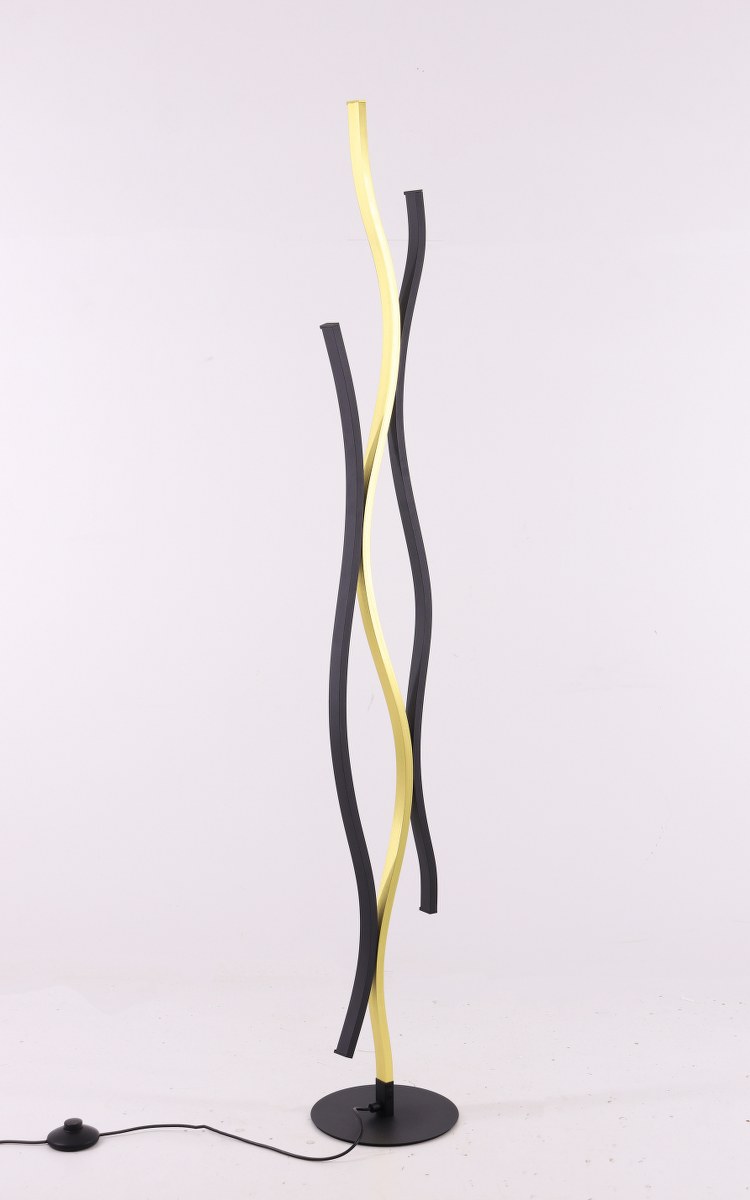 Design vloerlamp - zwart met goud - dim to warm 44325 Design vloerlamp - zwart met goud - dim to warm 44325