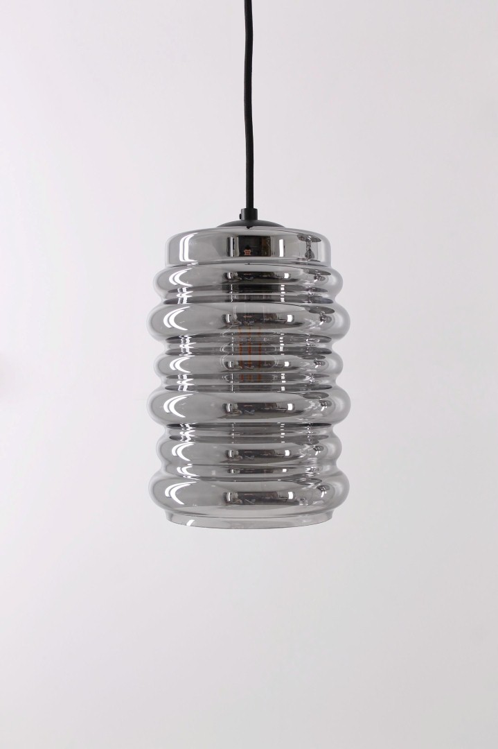 Hanglamp rookglas ribbel 15cm 42073 en 61132 Hanglamp rookglas ribbel 15cm 42073 en 61132