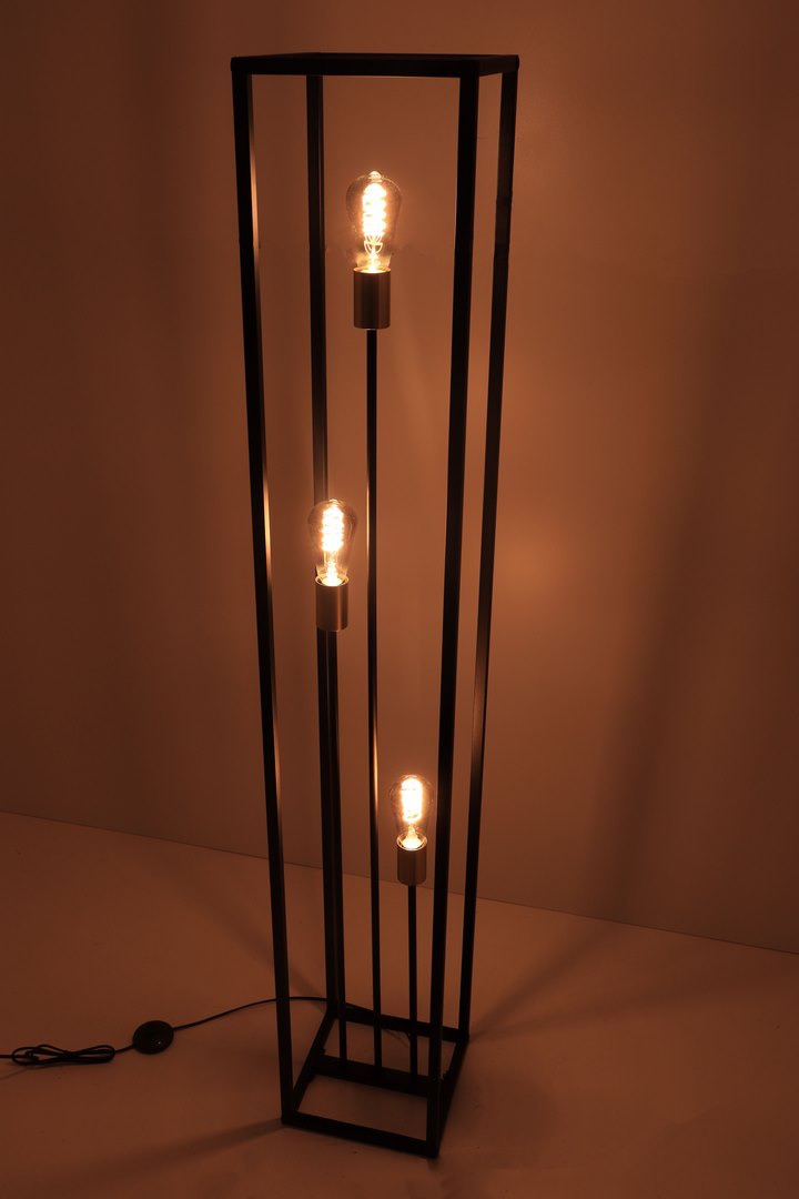 Moderne vloerlamp | Zwart Goud | 3 lichts zuil frame 43380 Moderne vloerlamp | Zwart Goud | 3 lichts zuil frame 43380