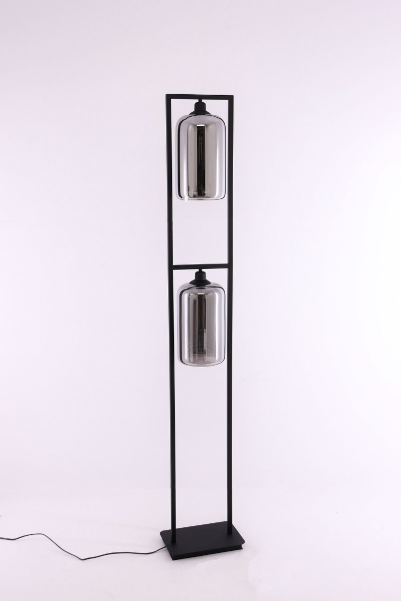 Vloerlamp frame - 2 rookglas kokers - 170cm 50151 Vloerlamp frame - 2 rookglas kokers - 170cm 50151