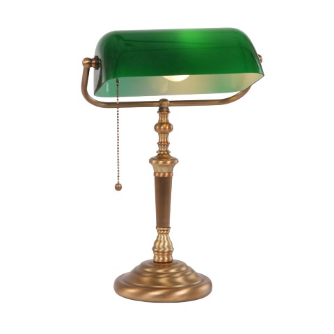 Bankierslamp / Notarislamp brons met groen 42858 Bankierslamp / Notarislamp brons met groen 42858