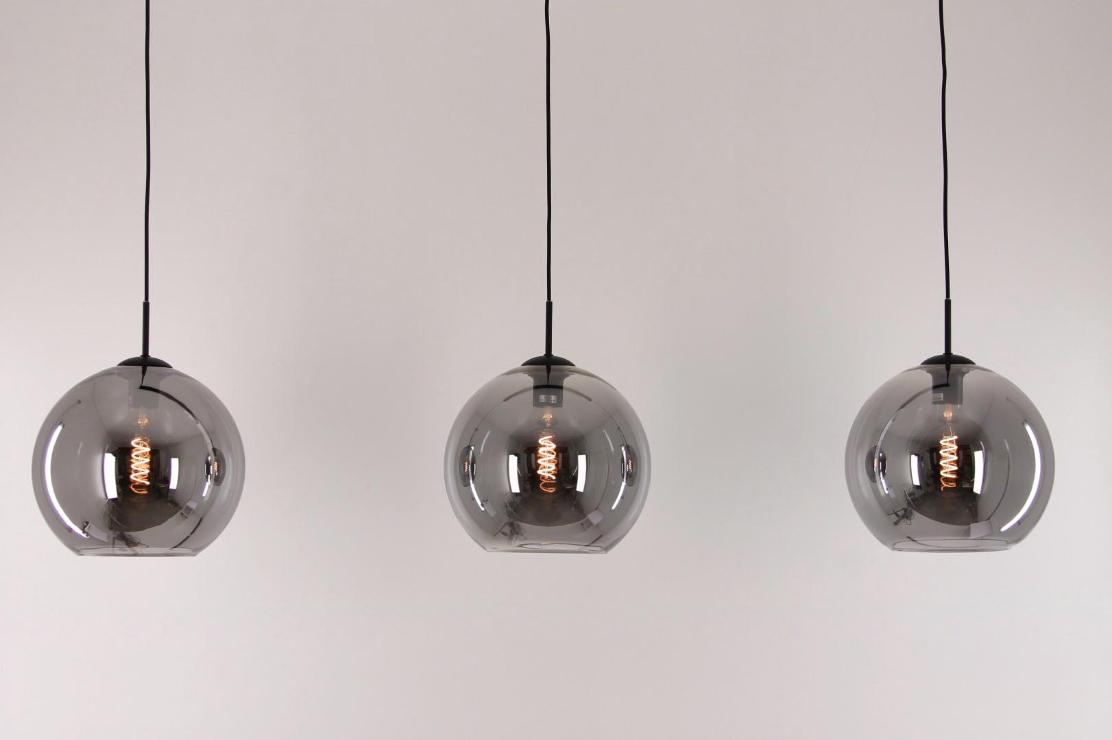 Monica auditorium Berouw EEF Hanglamp zwart/rookglas 3 bollen 145cm