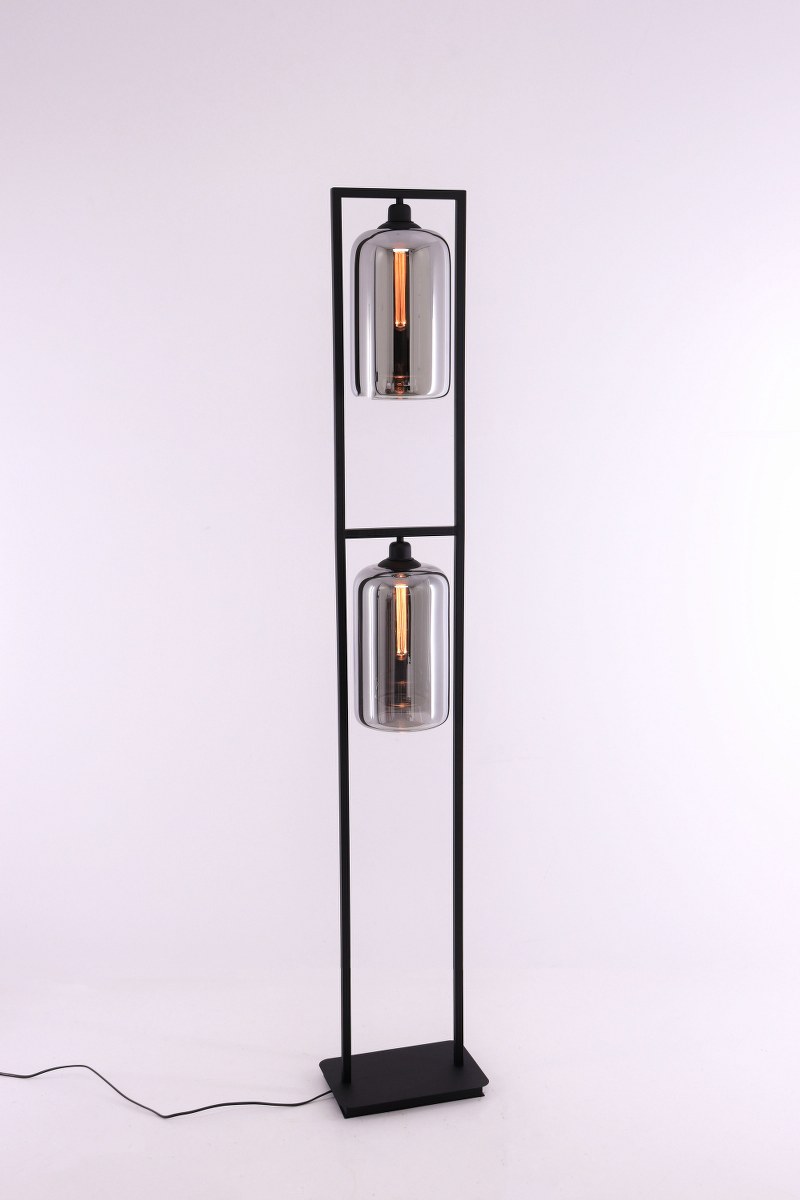 Vloerlamp frame - 2 rookglas kokers - 170cm 50151 Vloerlamp frame - 2 rookglas kokers - 170cm 50151