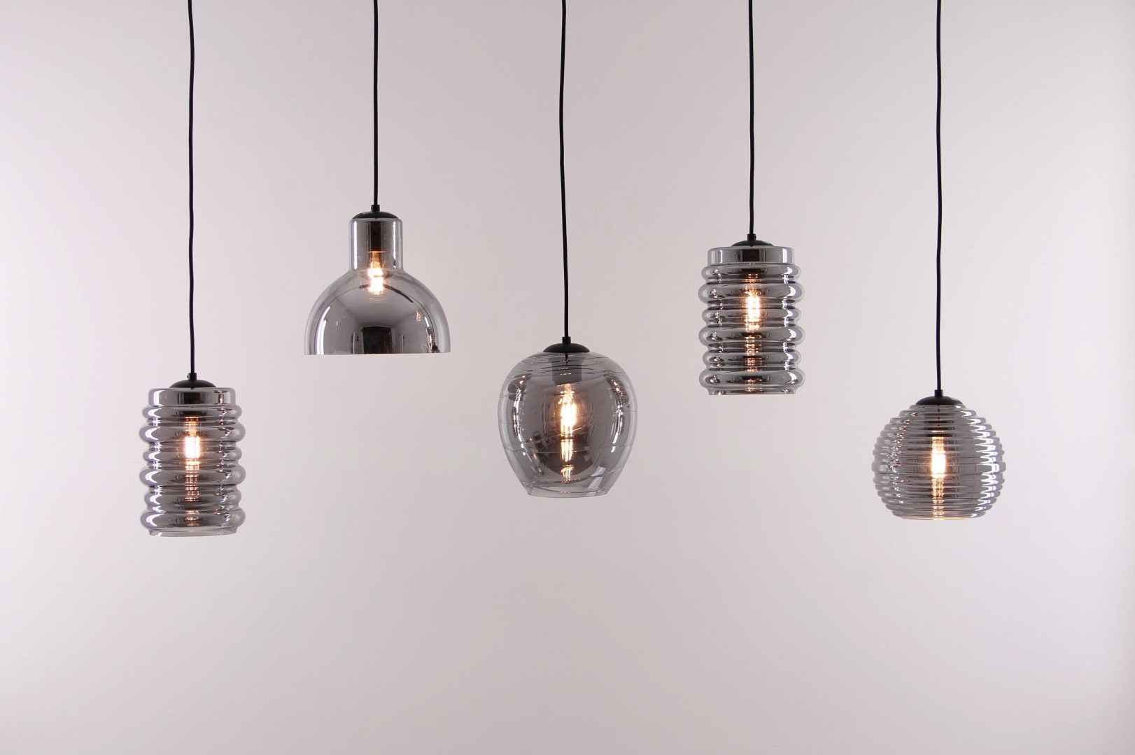 Hanglamp rookglazen 5-lichts 125cm 42348 en glas Hanglamp rookglazen 5-lichts 125cm 42348 en glas