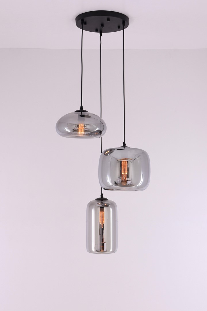 EEF hanglamp 3 luxe rookglazen 150cm 50001 EEF hanglamp 3 luxe rookglazen 150cm 50001
