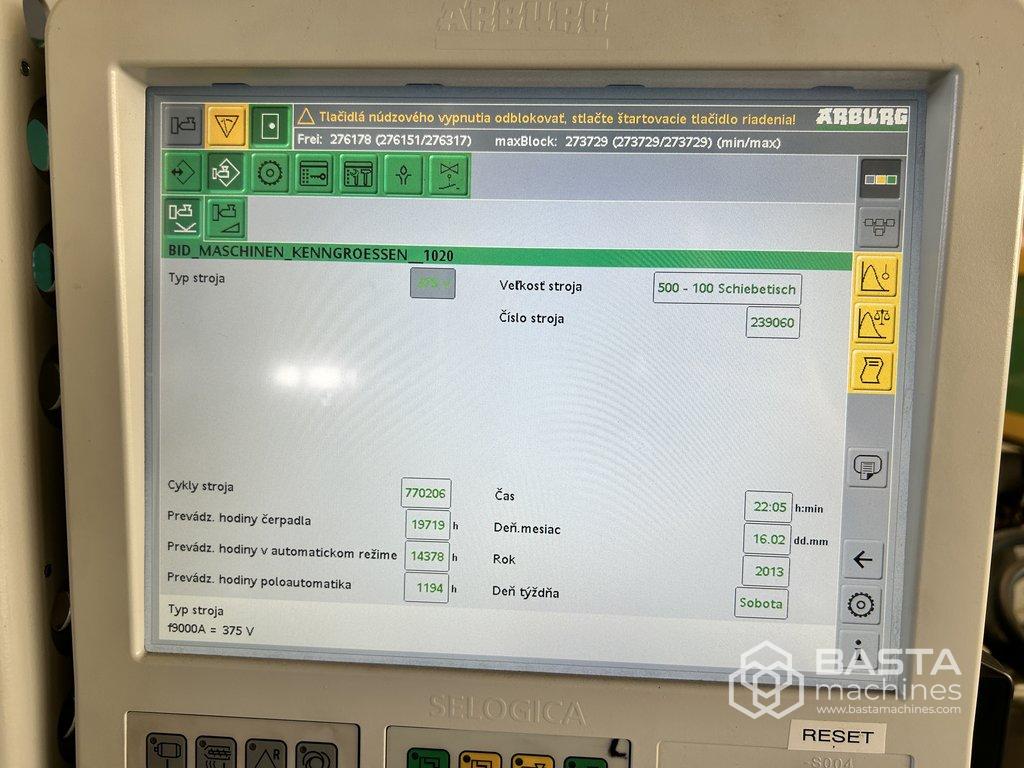 Vertical Arburg Schiebetisch 375 V 500-100 (2017, working hours: 19.719)