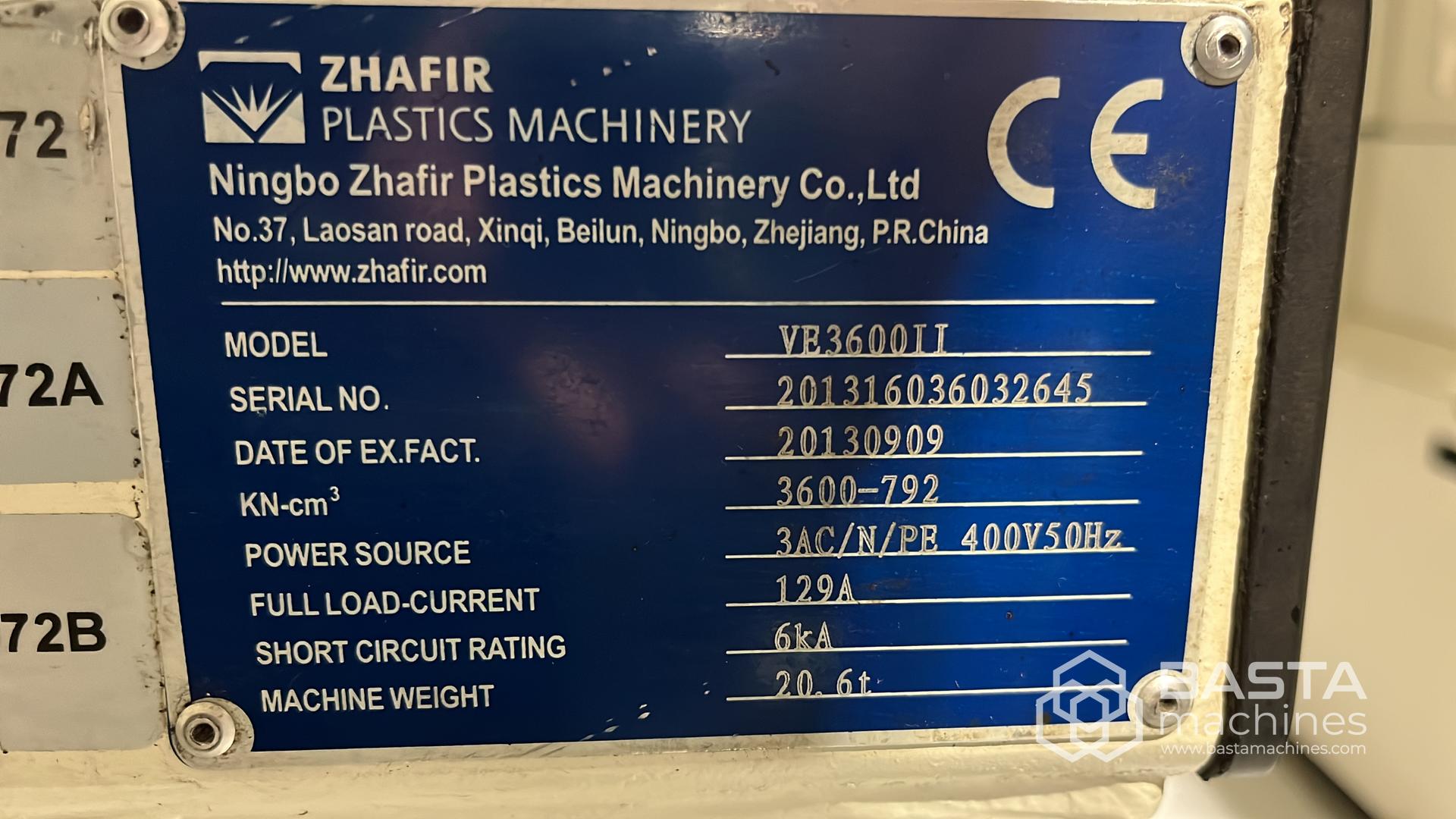 ZHAFIR VE360II (2013) 360 tons 60 mm screw