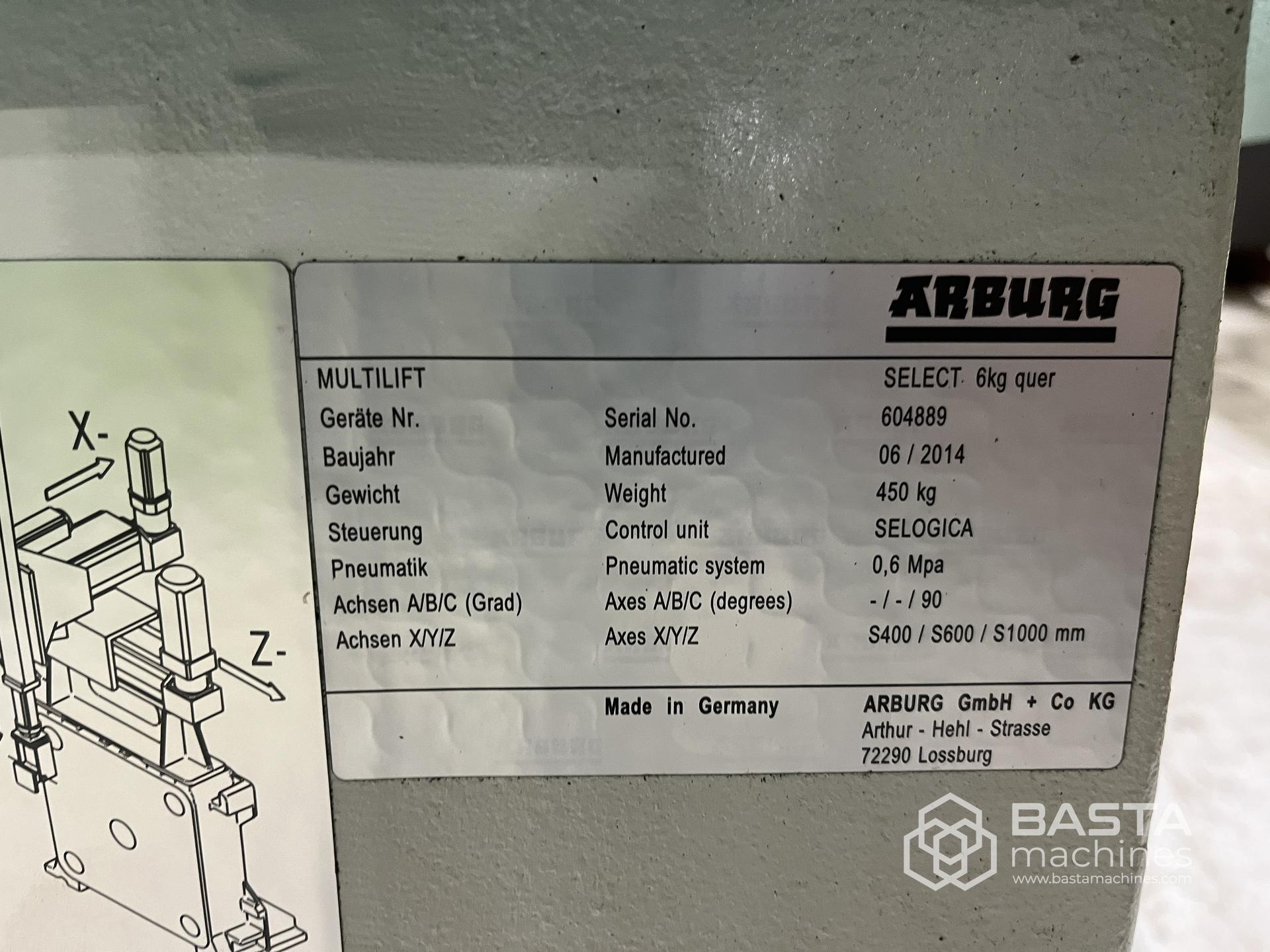 Arburg Multilift SELECT 6kg quer Z=1000mm (2014)