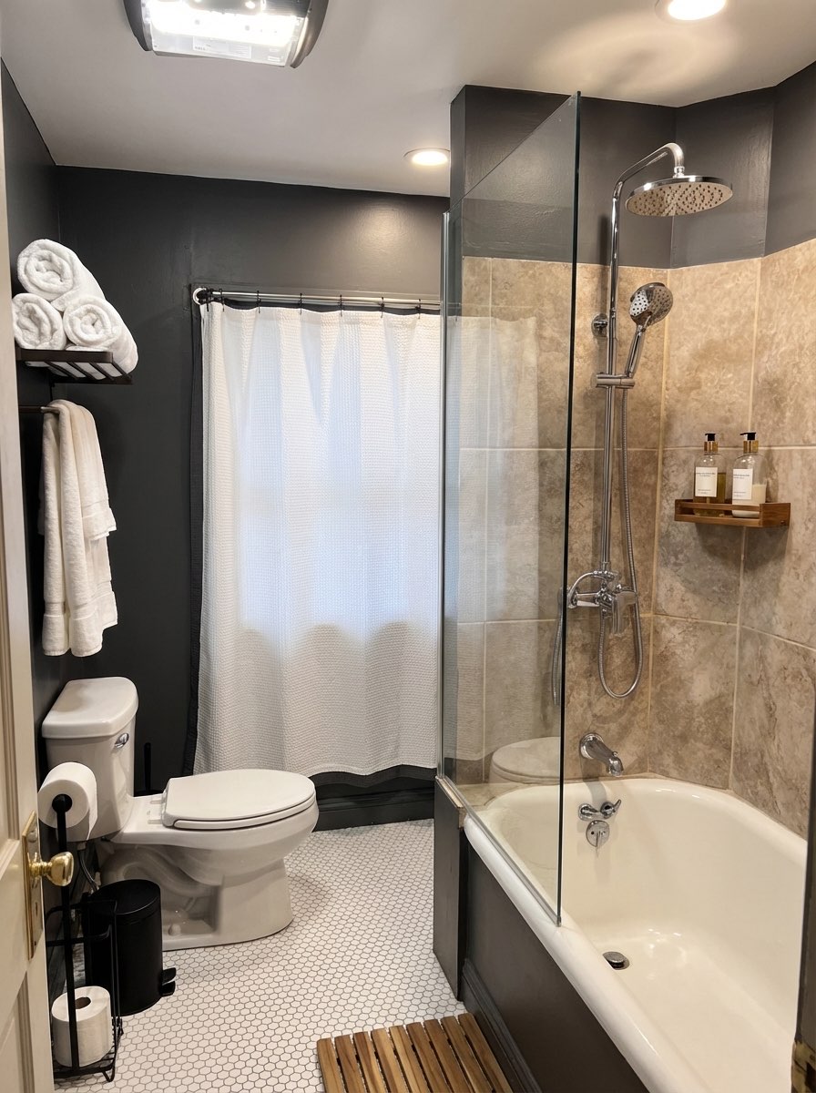 Modern bathroom transformation with new tile and vanity - AI bathroom remodel