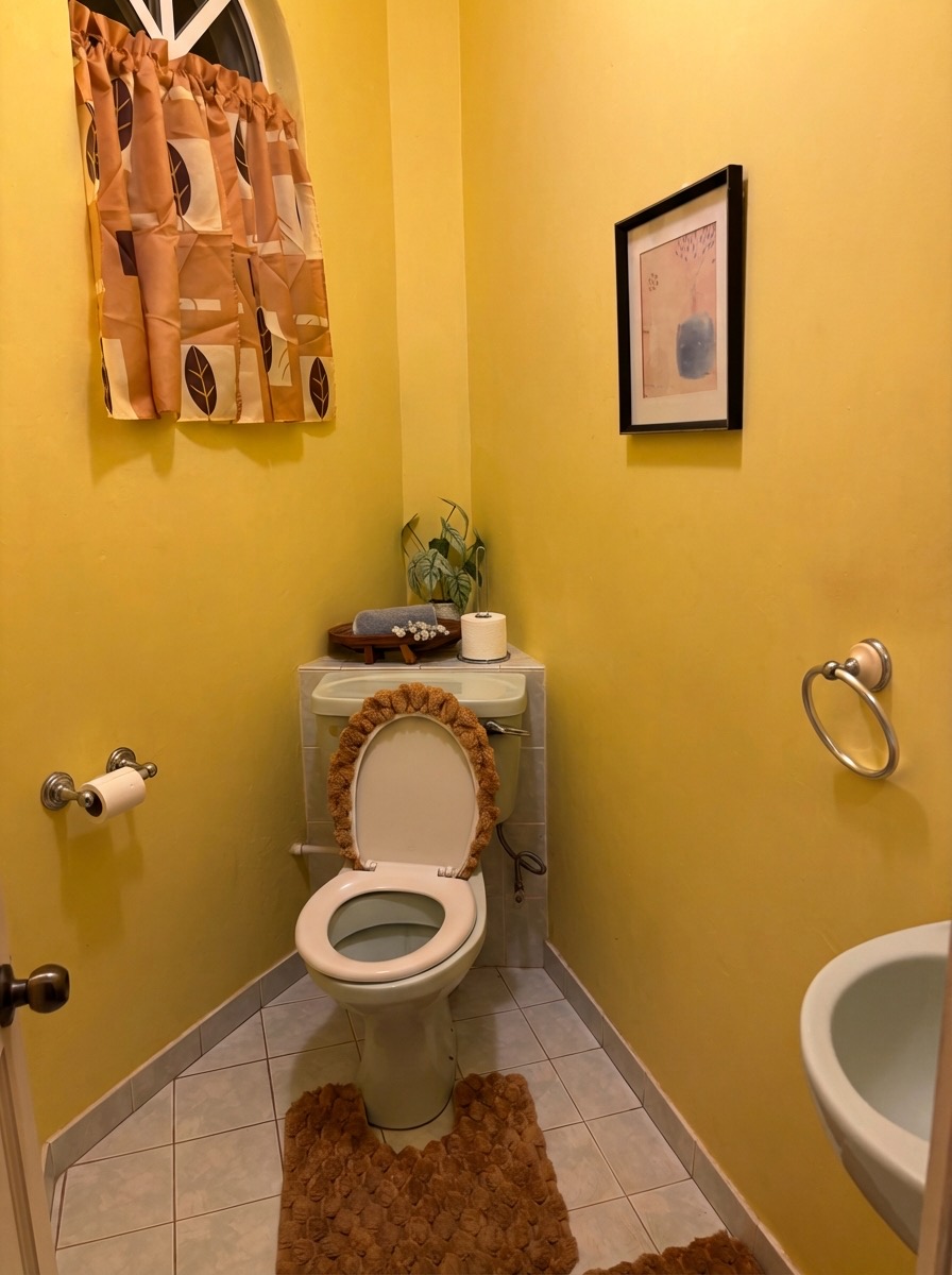 Before and after bathroom renovation with upgraded countertops - AI tool