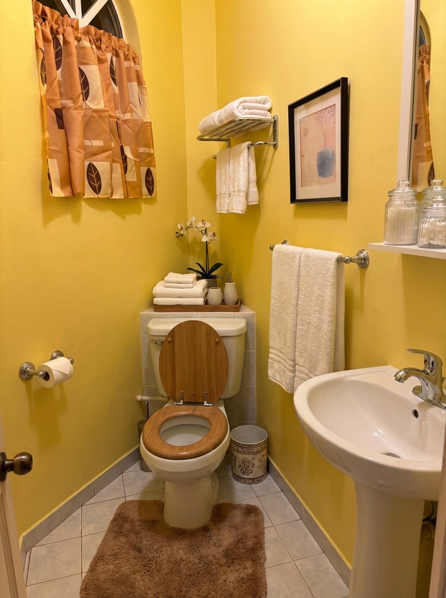 Open-concept bathroom transformation with double vanity - AI design tool