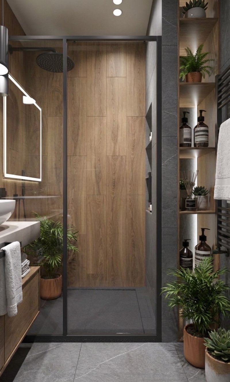 Spacious bathroom transformation with curbless shower and bench seating