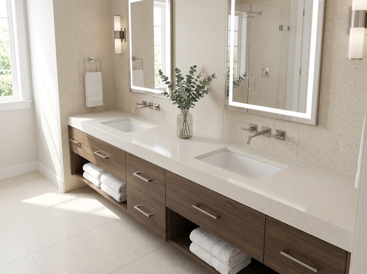 Small bathroom makeover with updated fixtures - bathroom redesign idea