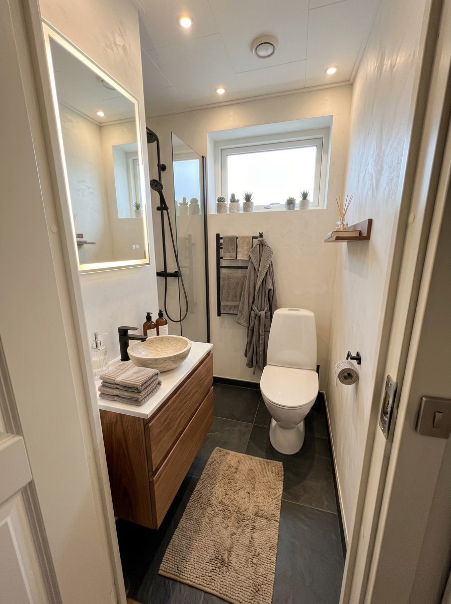 Modern bathroom transformation with new tile and vanity - AI bathroom remodel