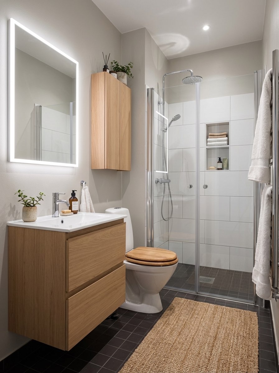 Small bathroom makeover with updated fixtures - bathroom redesign idea