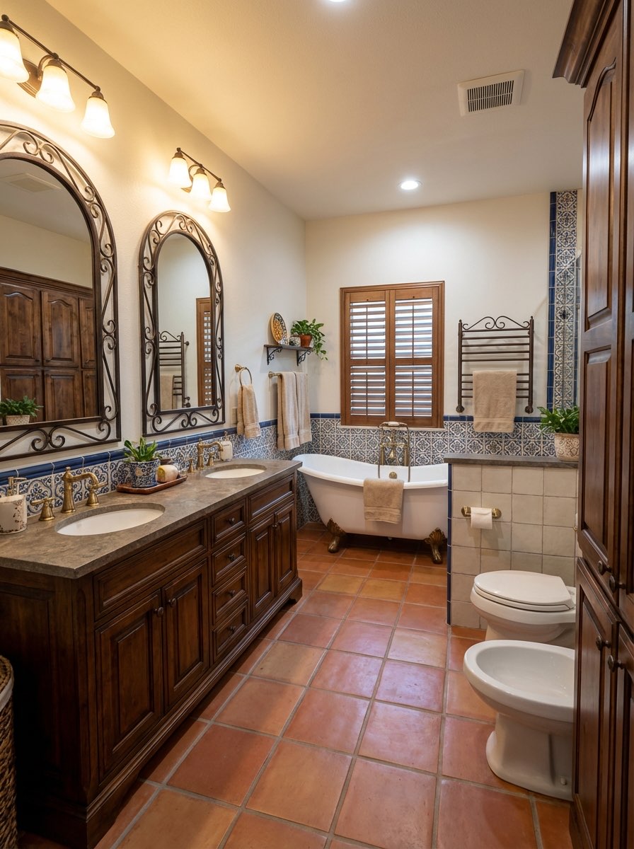 Full bathroom remodel with walk-in shower and new flooring - AI generated