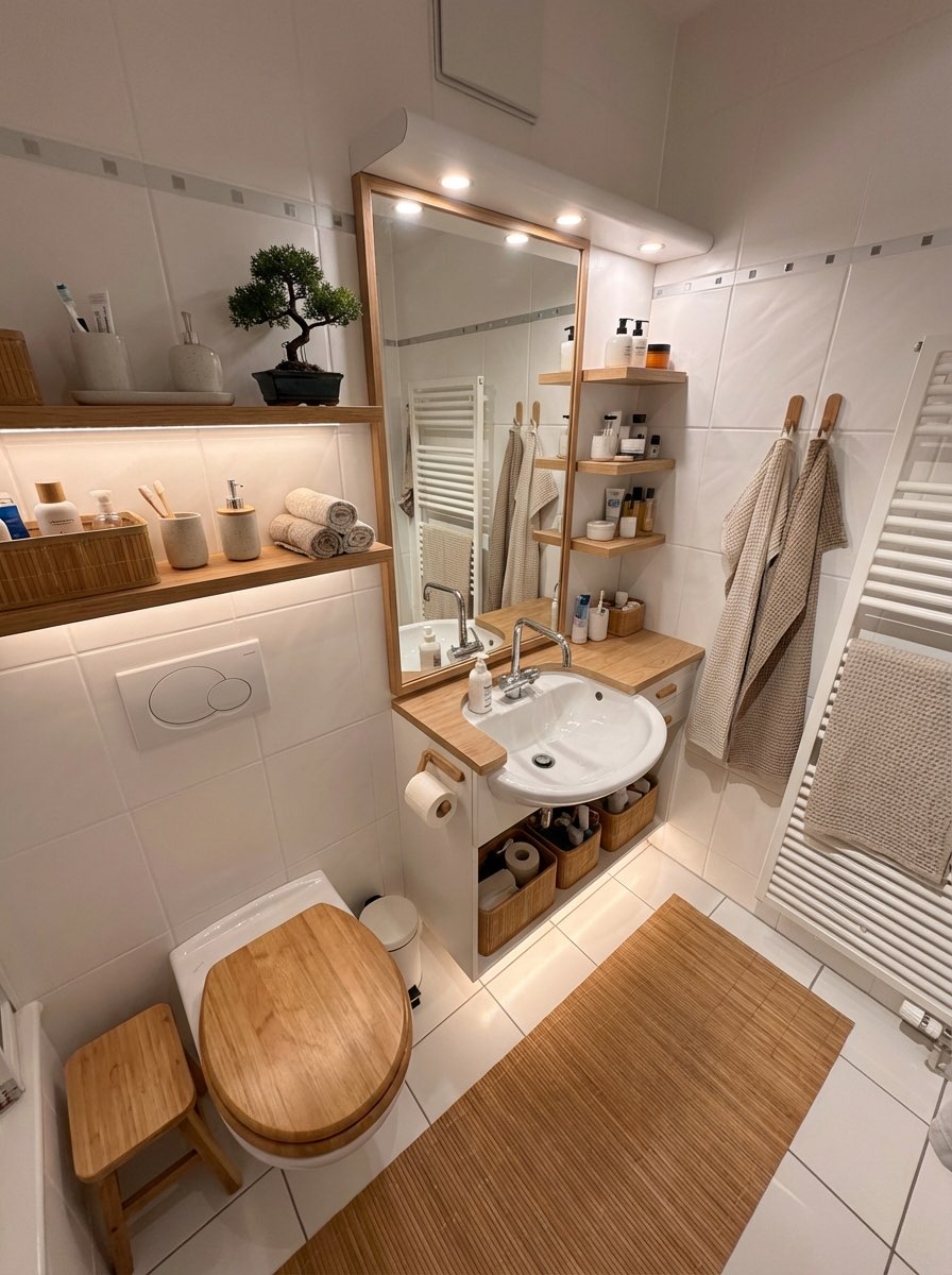Spacious bathroom transformation with curbless shower and bench seating
