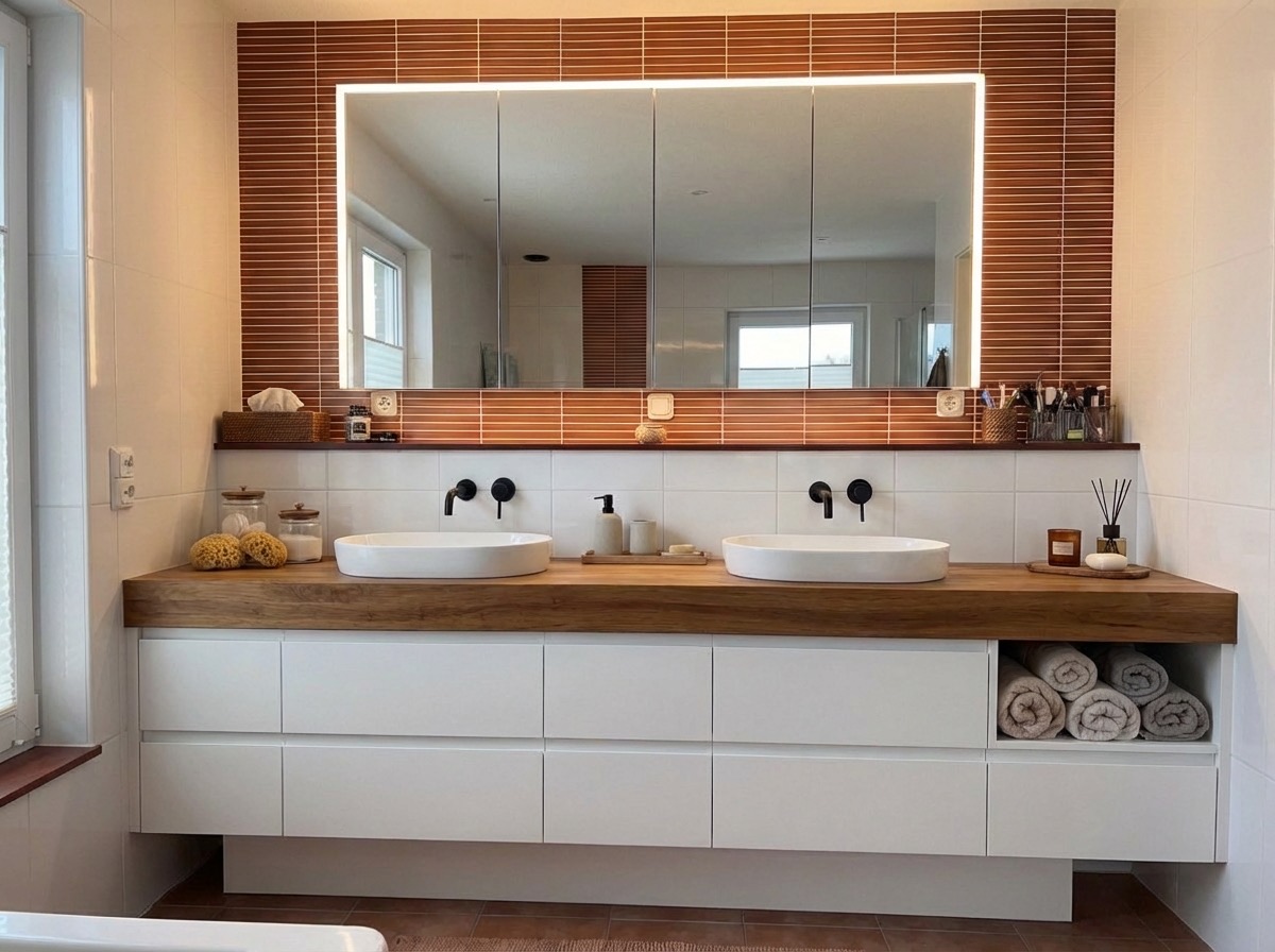 Before and after bathroom renovation with upgraded countertops - AI tool