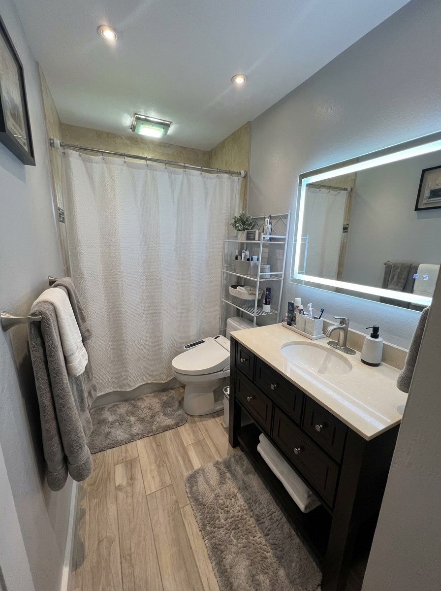 Small bathroom makeover with updated fixtures - bathroom redesign idea