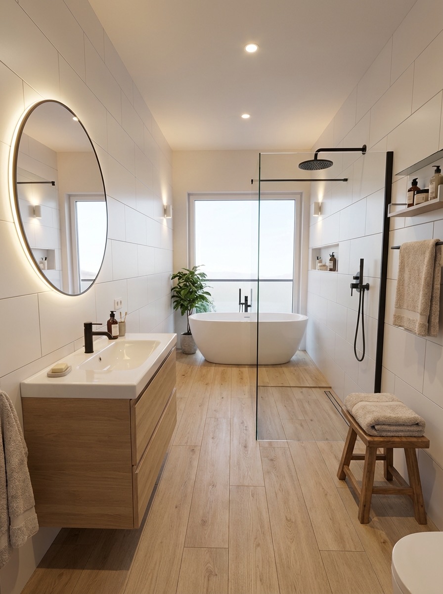 Before and after bathroom renovation with upgraded countertops - AI tool