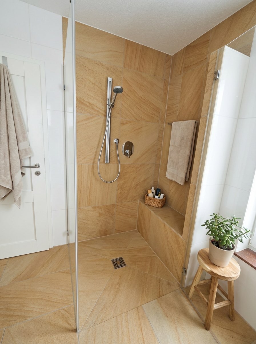 Modern bathroom transformation with new tile and vanity - AI bathroom remodel