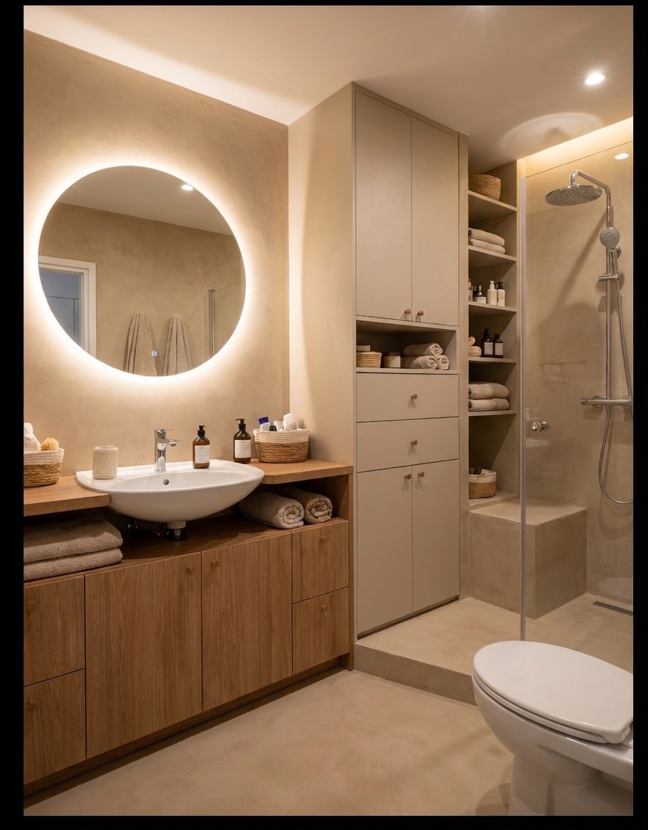 Modern bathroom transformation with new tile and vanity - AI bathroom remodel