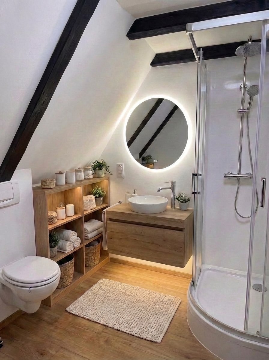 Elegant bathroom transformation with frameless glass and stone accents