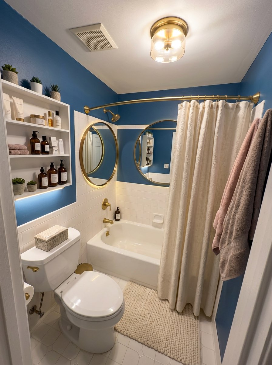 Before and after bathroom renovation with upgraded countertops - AI tool