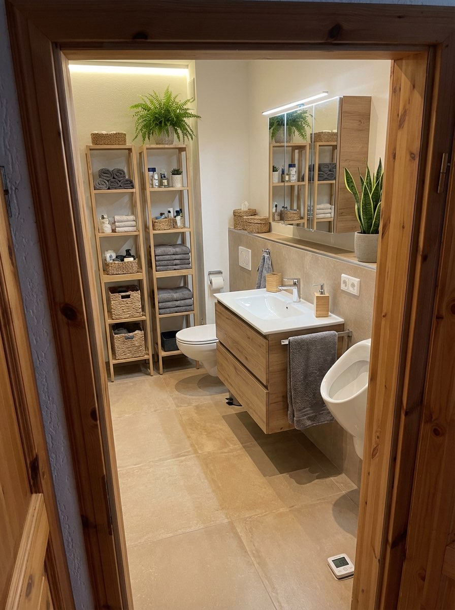 Complete bathroom redesign with freestanding tub and new vanity - AI remodel