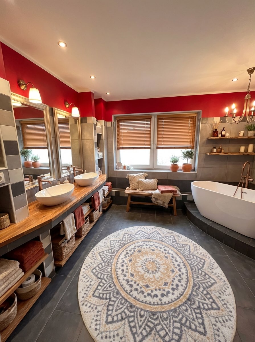Farmhouse bathroom renovation with vessel sink and barn door - AI redesign