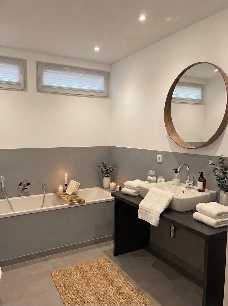 Bright bathroom makeover with white subway tile and chrome fixtures