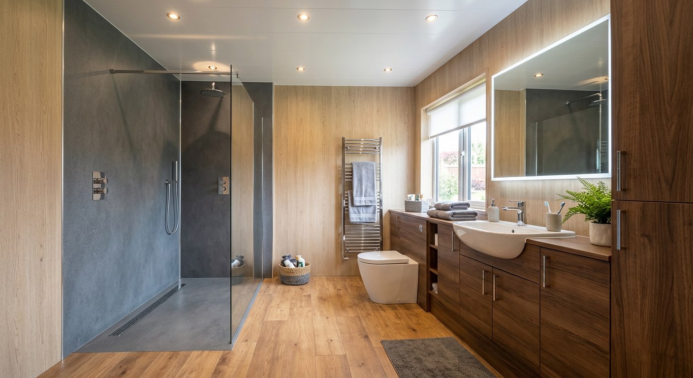 Dream bathroom design with freestanding tub and marble walls