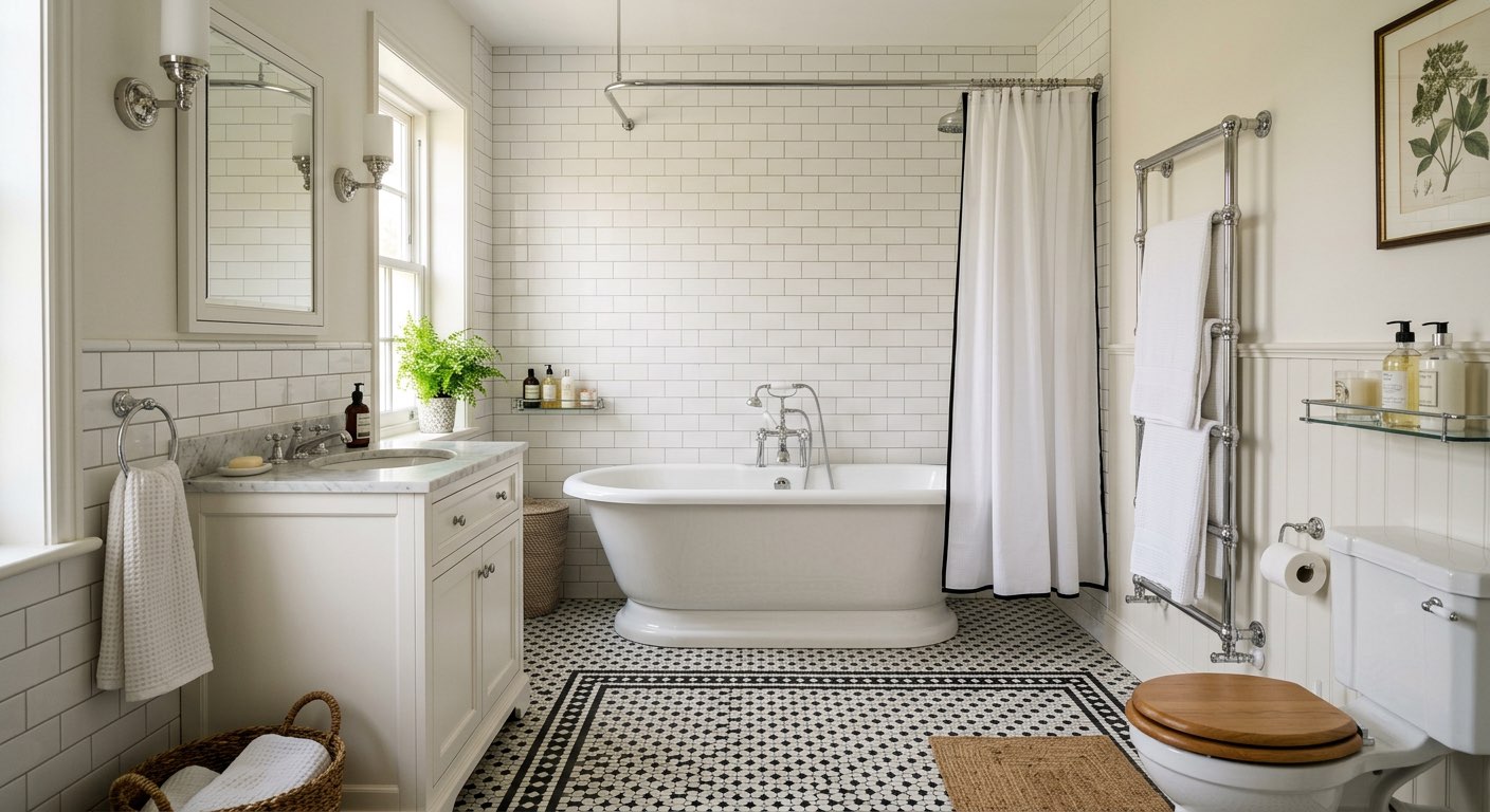 Minimalist bathroom design idea with floating vanity