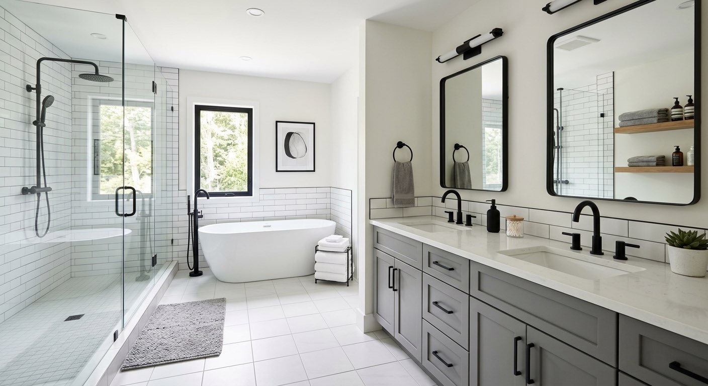 Romantic bathroom concept with clawfoot tub and vintage fixtures