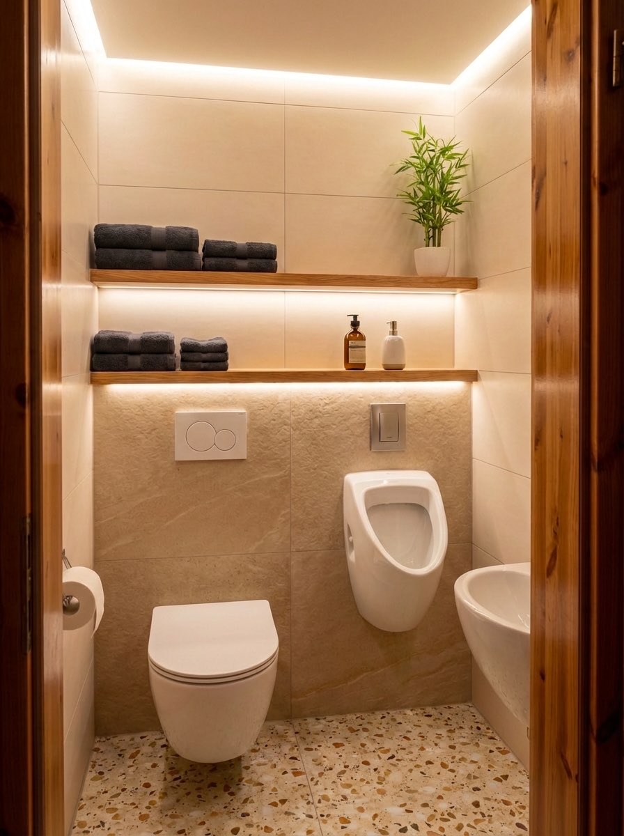 Encaustic cement tile bathroom floor makeover with bold geometric pattern