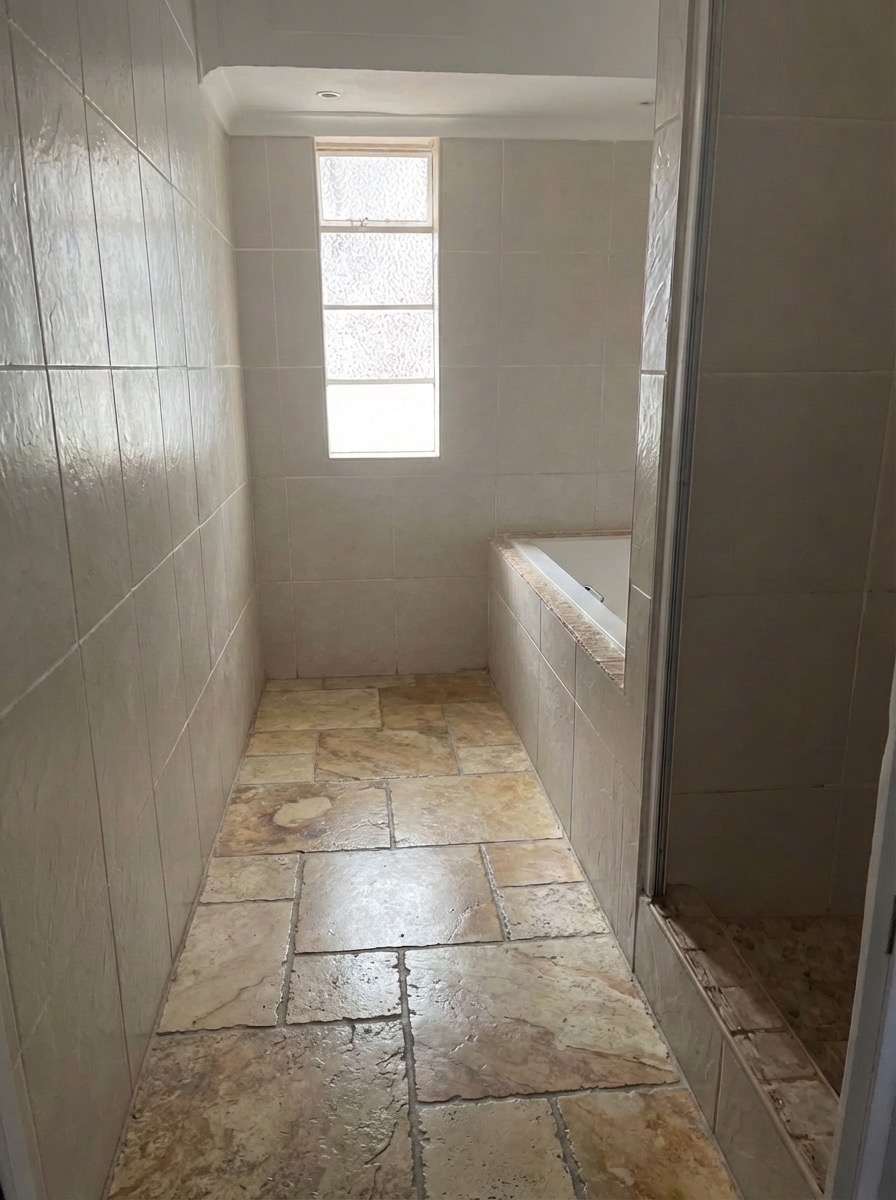 White marble bathroom floor replacement - AI design tool