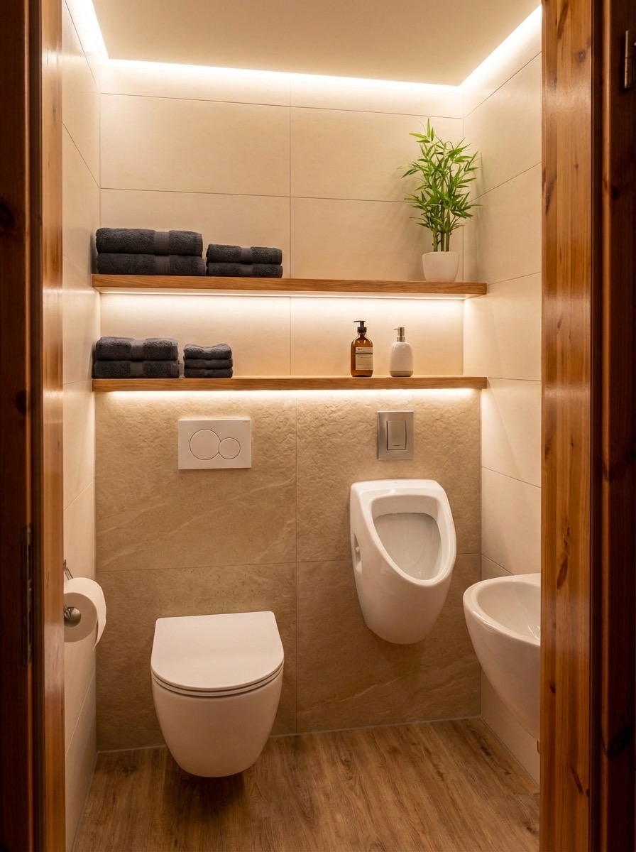 Concrete-look bathroom floor renovation for an industrial aesthetic