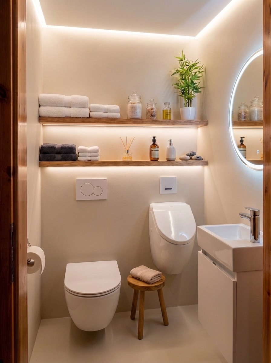 Bathroom wall transformation with large-format marble slab - AI tool