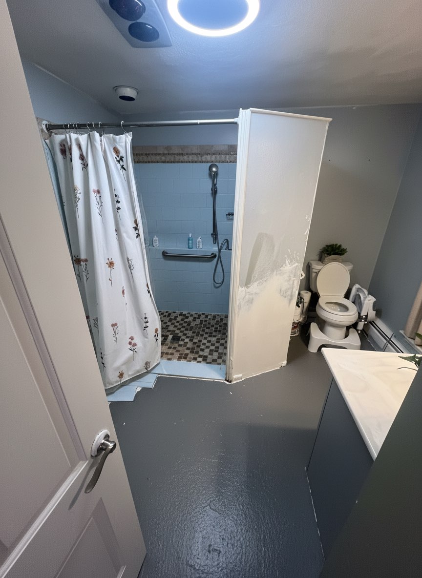 Board and batten bathroom wall transformation in sage green - AI tool