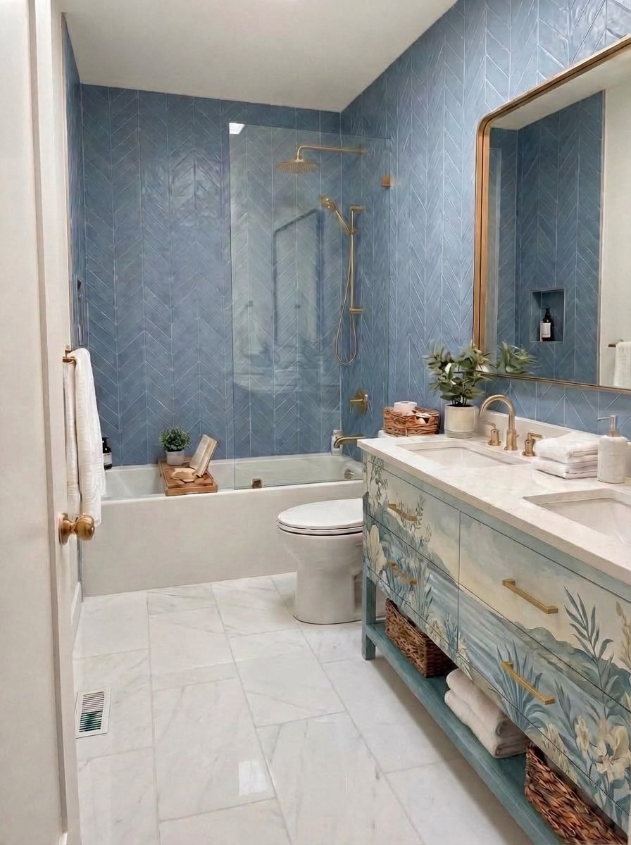 Outdated vanity replaced with contemporary vessel sink design - AI generated